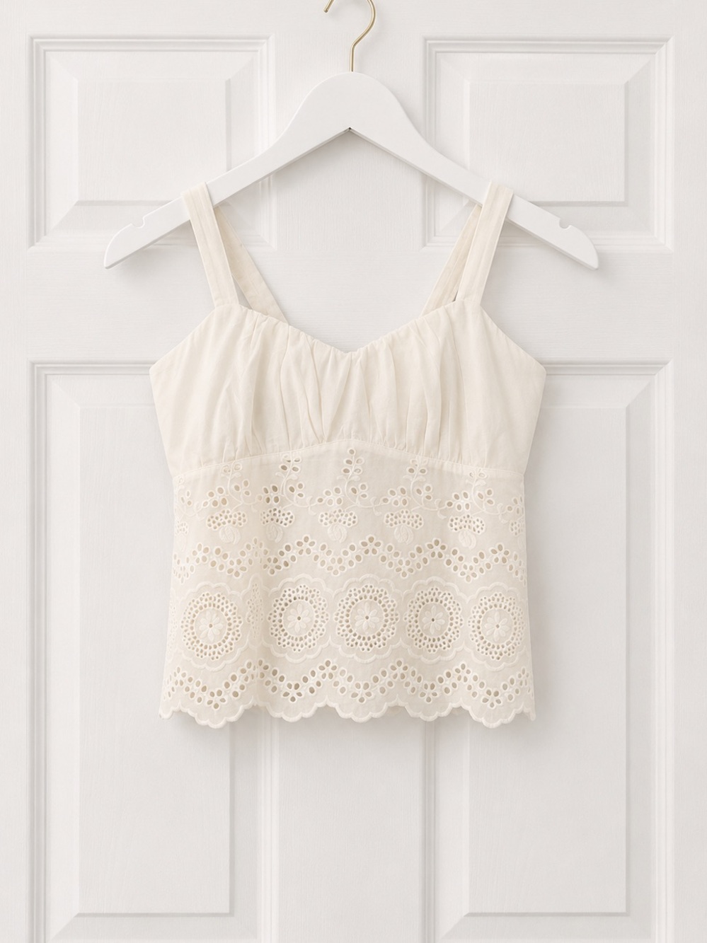 Eyelet white cottagecore coquette eyelet tank top small